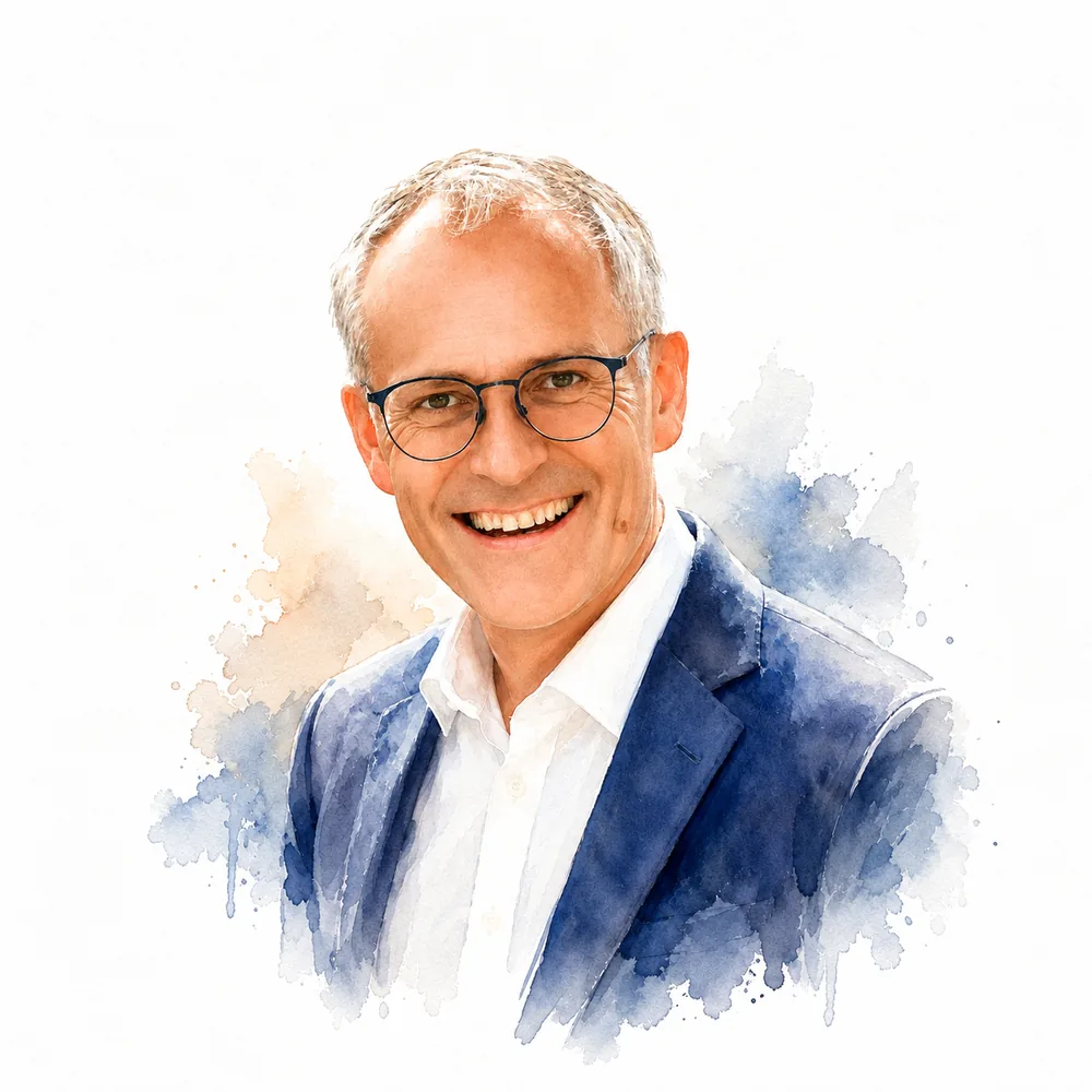 Portret van David Nooitgedagt, geschilderd in aquarel